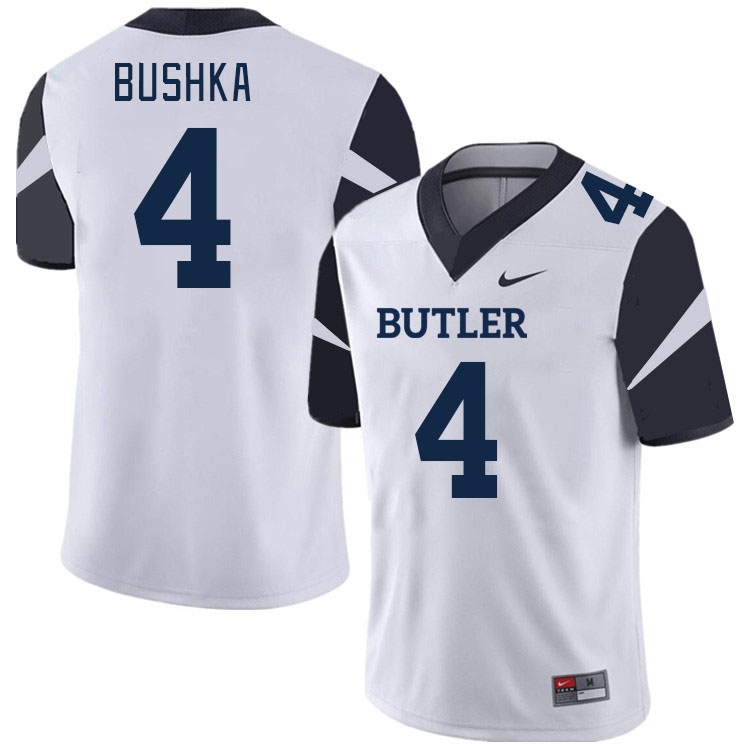 Men-Youth #4 Bret Bushka Butler Bulldogs 2023 College Football Jerseys Stitched-White